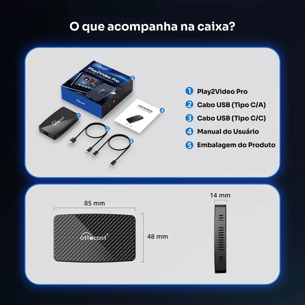 Play2Video Pro 2025 - Canais de TV/Streaming/Apple Car Play e Android Auto